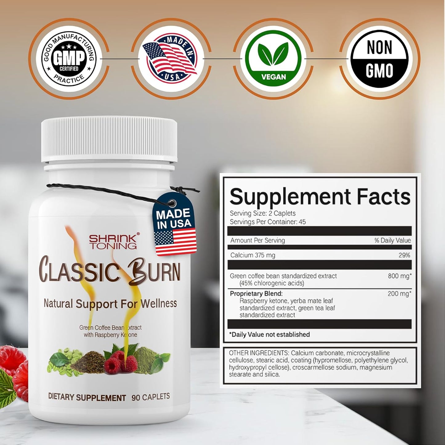 Shrink Classic Burn - 90pcs - Green Coffee Bean Extract Dietary Supplement