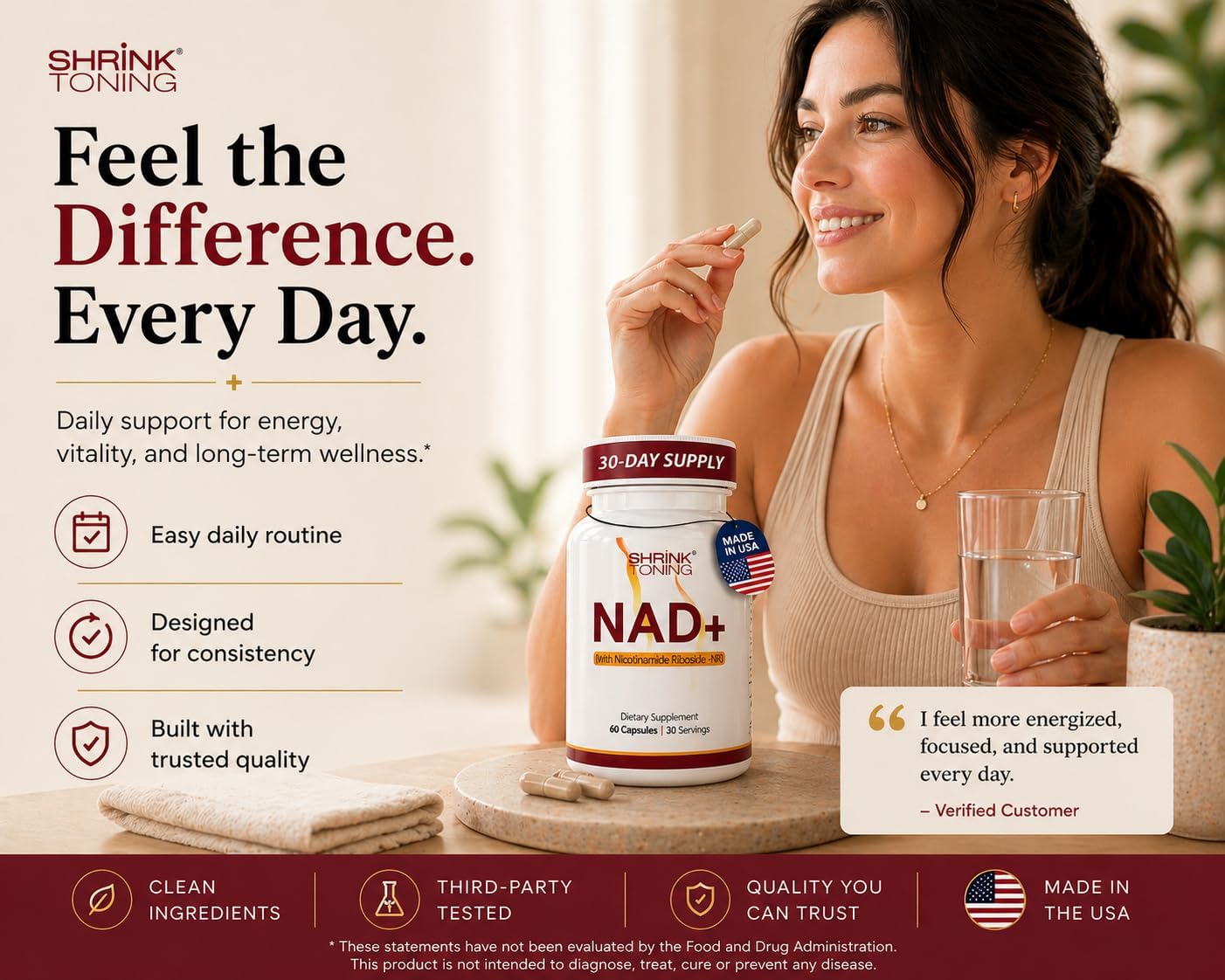 Shrink Toning NAD+ Supplement with NR
