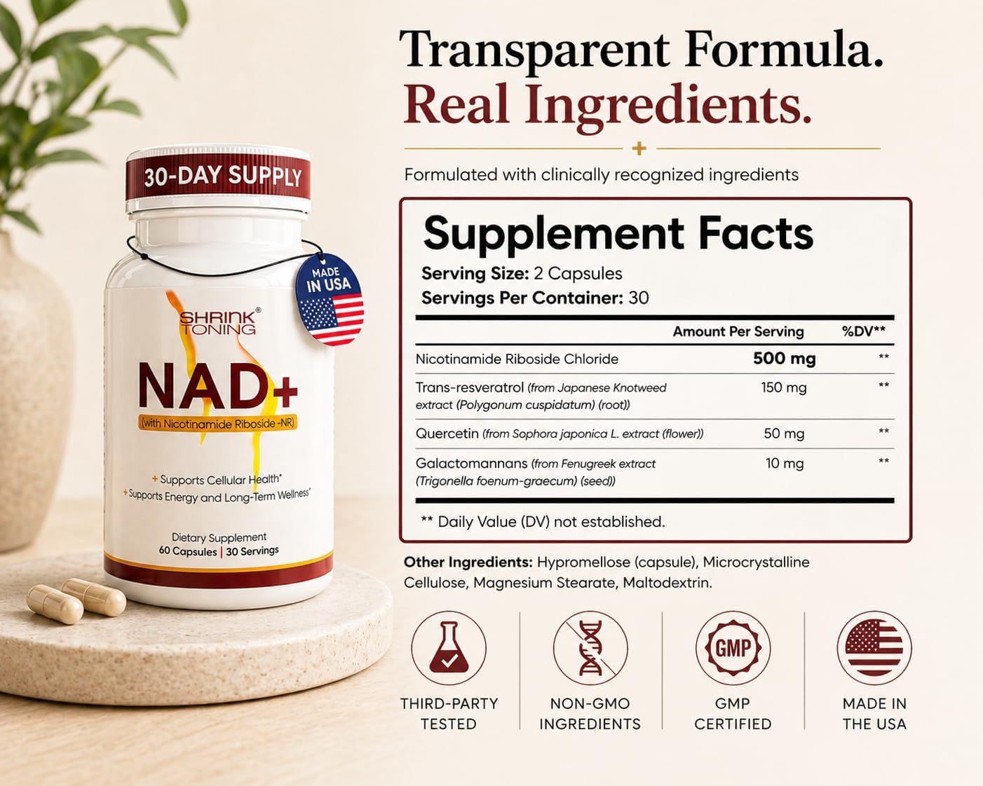 Shrink Toning NAD+ Supplement with NR