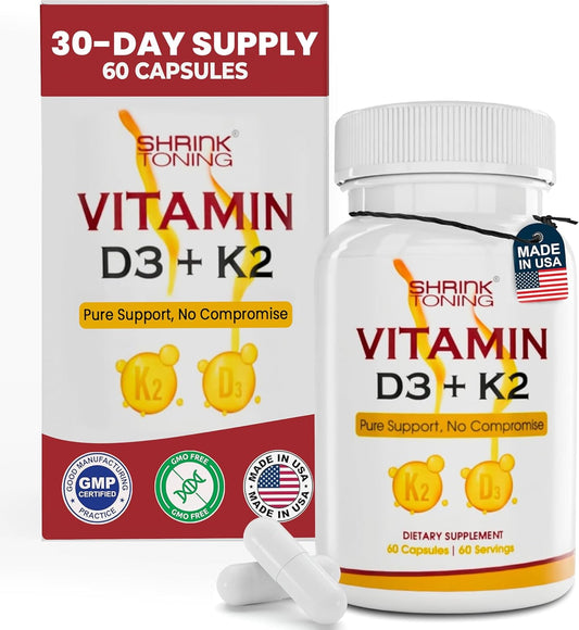 Shrink Toning Vitamin D3 + K2 Supplement – 125 mcg Vitamin D₃ & 100 mcg K₂