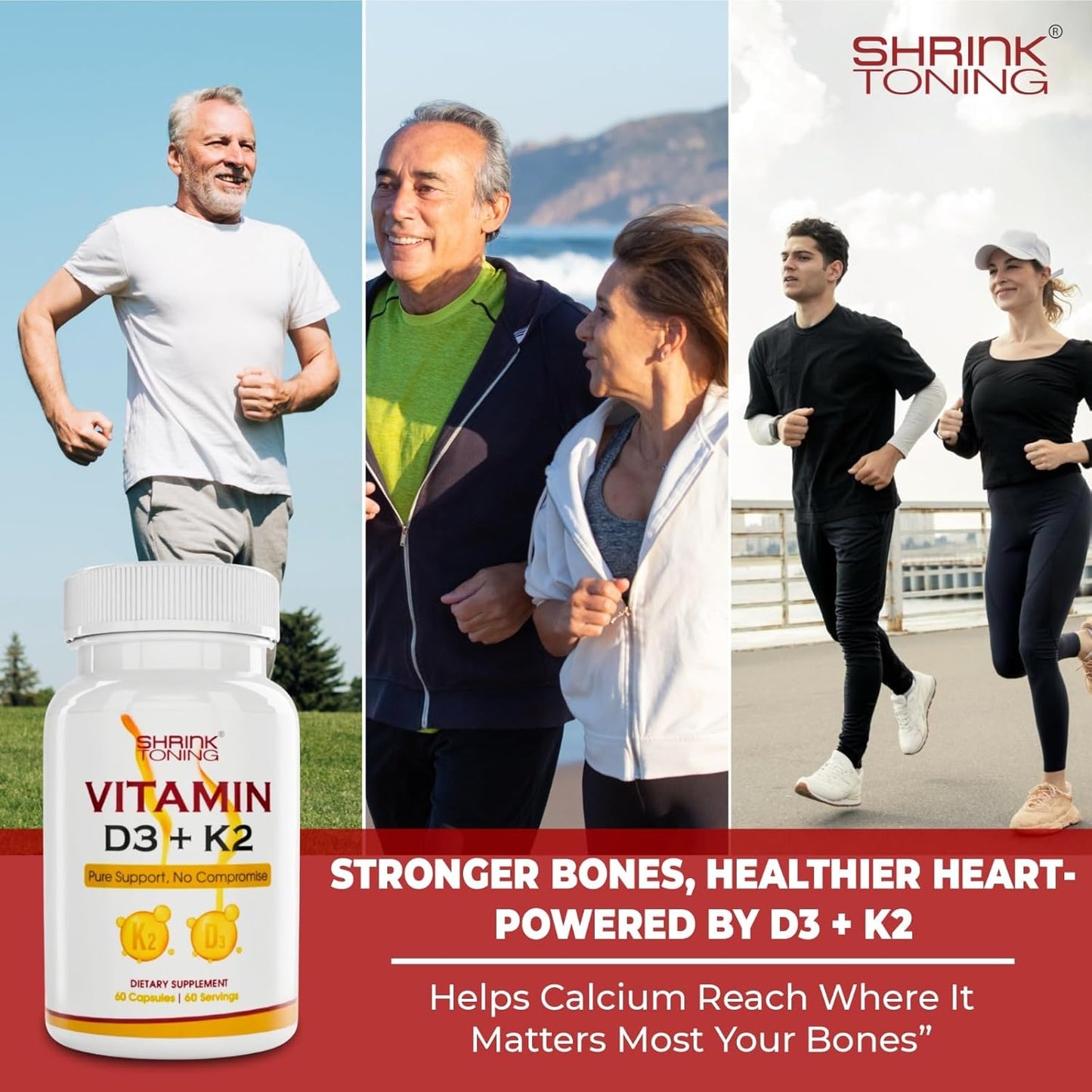 Shrink Toning Vitamin D3 + K2 Supplement – 125 mcg Vitamin D₃ & 100 mcg K₂