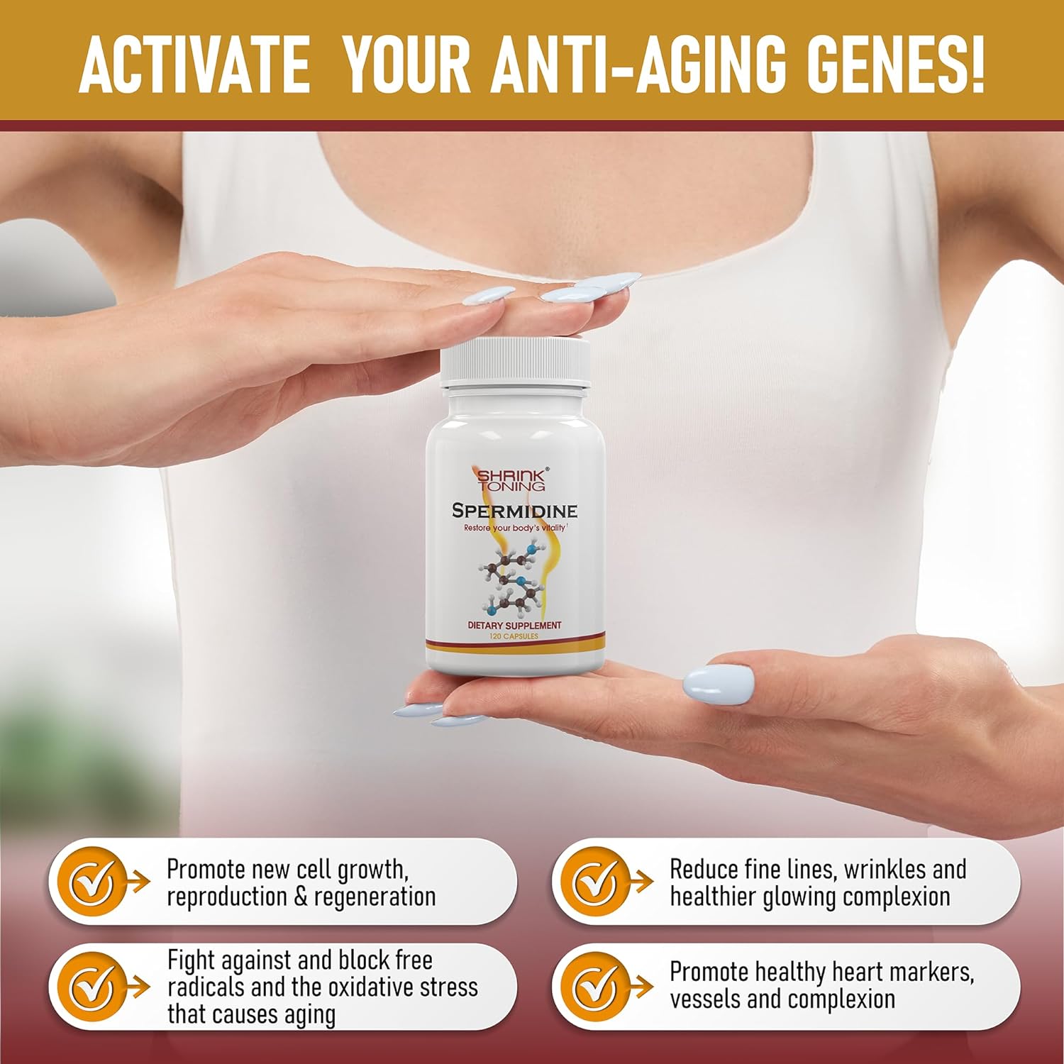 shrink Spermidine Supplements 120 Vegan Caps for Men & Women