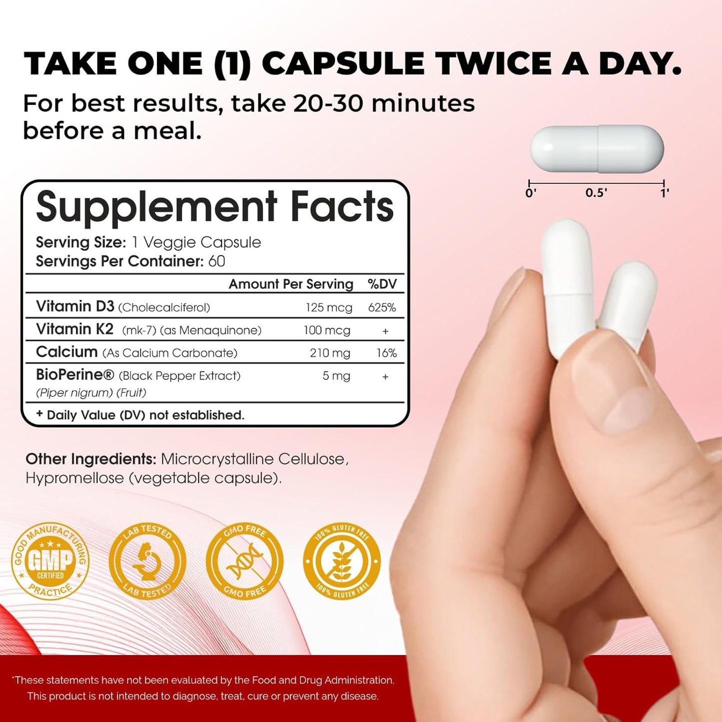 Shrink Toning Vitamin D3 + K2 Supplement – 125 mcg Vitamin D₃ & 100 mcg K₂