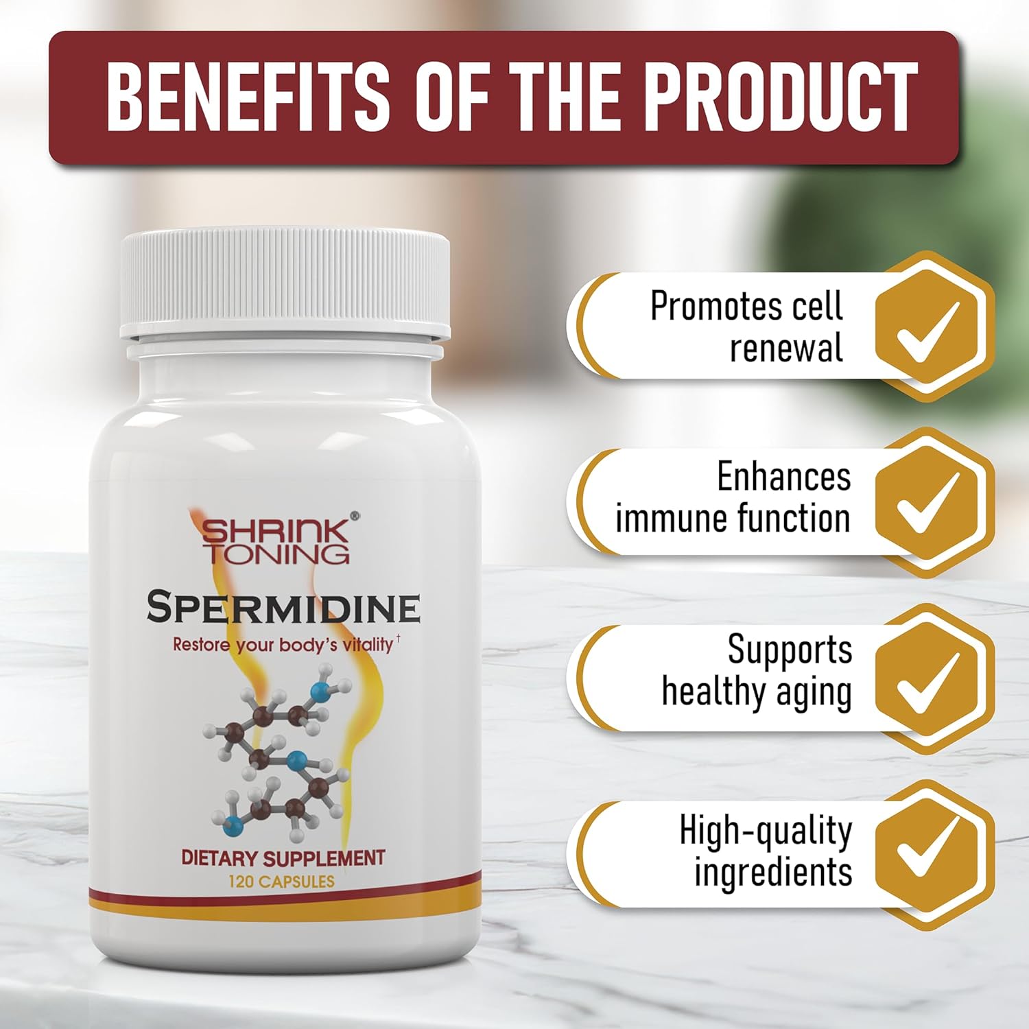 shrink Spermidine Supplements 120 Vegan Caps for Men & Women