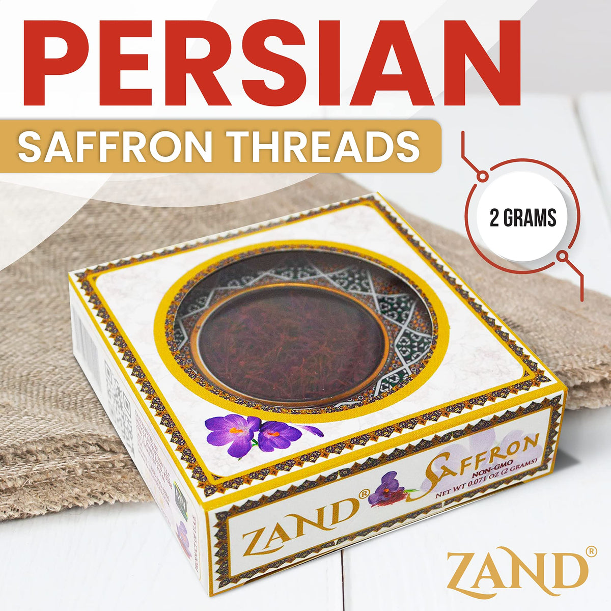 Zand Persian Saffron Threads – 2 Grams Premium Grade A Organic Pure Saffron Spice Thread