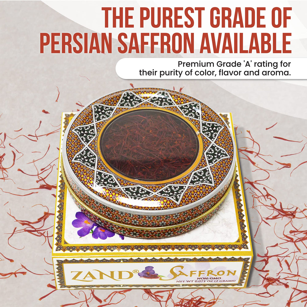 Zand Persian Saffron Threads – 2 Grams Premium Grade A Organic Pure Saffron Spice Thread