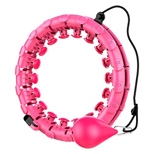 Shrink Smart Weighted Hula Hoop for Adult Weight Loss - Hula Hoop 2 in 1 Abdomen Fitness Equipment with 24 Detachable Knots - Non-Fall Weighted Hoola Hoop Workout Equipment for Men and Women